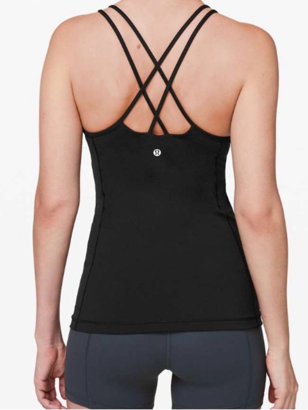 Lululemon Free To Be Tank Top Womens 6 Black Everlux Strappy Cami Shelf Bra Yoga